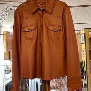 Leather jacket orange